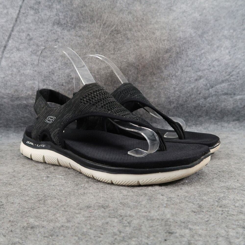 Skechers Shoes Womens 9 Sandals Flex Slingback Comfort Active Fashion Walk Black